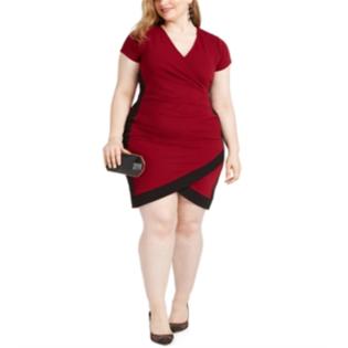 Almost Famous Women's Color Block Short Sleeve V Neck Short Cocktail Body Con Dress Red Size 2X Almost Famous Women's Color Block Short Sleeve V Neck Short Cocktail Body Con Dress Red Size 2X