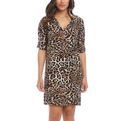 Karen Kane Women's Leopard Print Shift Dress Leopard Brown Size Medium