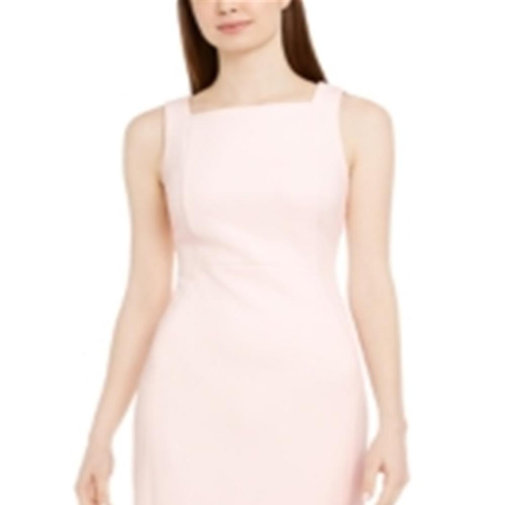 Calvin Klein Women's Square Neck Sheath Dress Pink Size 4