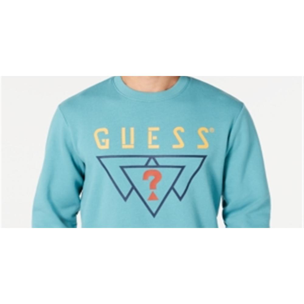 Arv blive imponeret sponsor Guess Men's Logo Triangles Sweatshirt Blue Size Large
