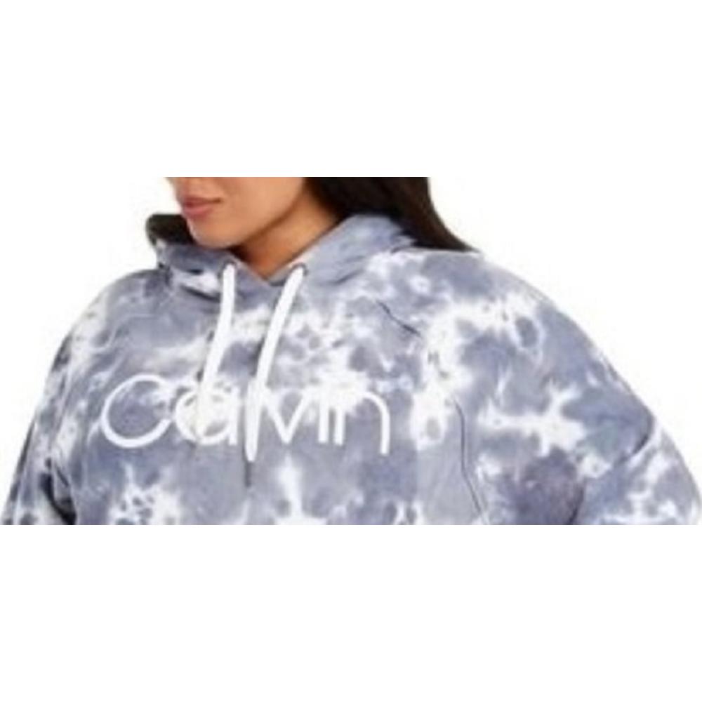 Calvin Klein Women's Performance Plus Tie-Dyed Active Hoodie Gray Size 1X