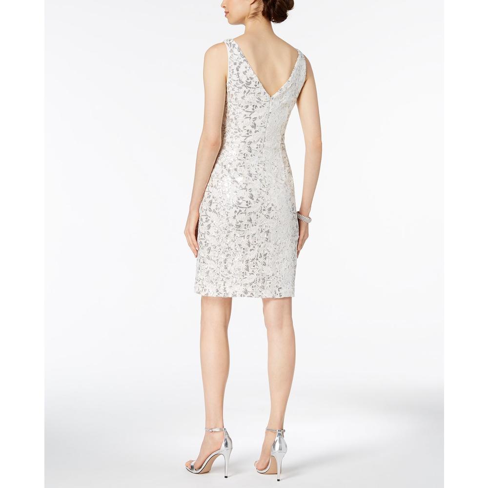 Vince Camuto Women's Above the Knee Sheath Party Dress White Size 2