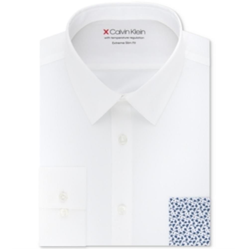 Calvin Klein Men's Extreme Slim Fit Work Wear Button Down Shirt White Size  XL