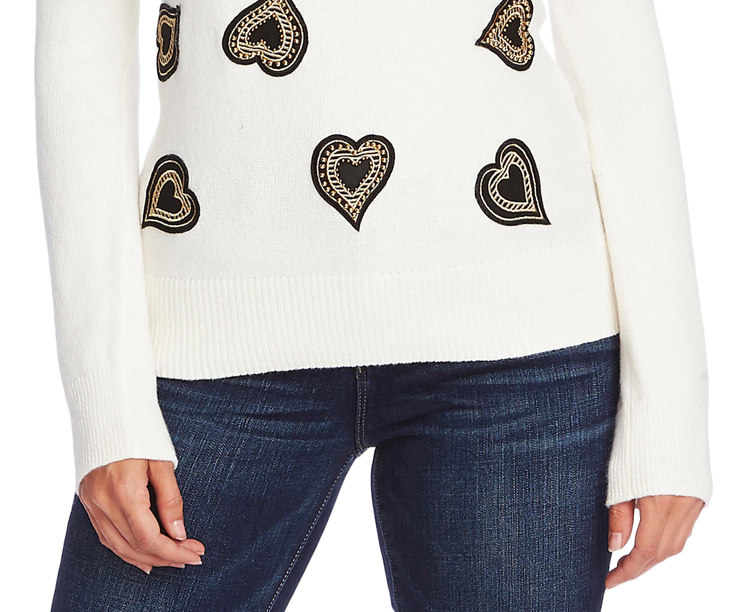 Vince Camuto Women's Embellished Turtleneck Sweater White Size X-Large