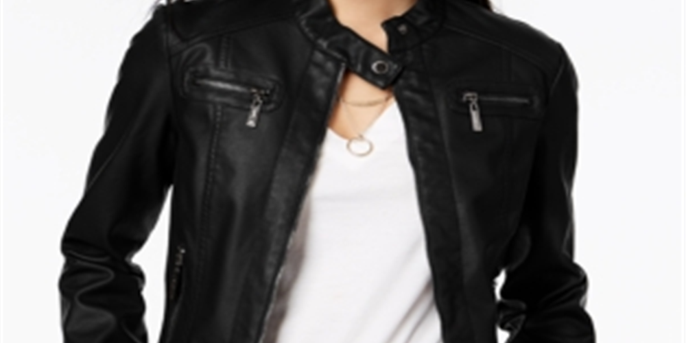 Jou Jou Junior's Faux Fur Lined Moto Jacket Black Size S