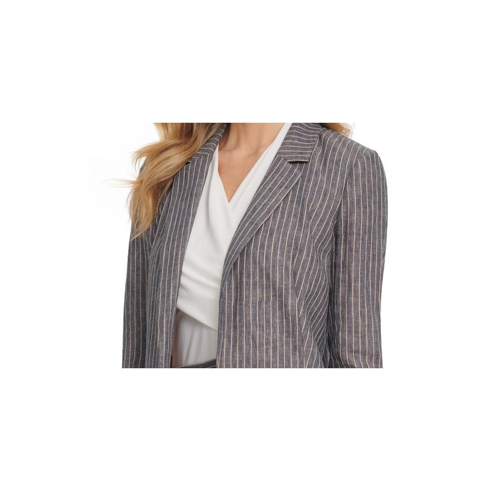 DKNY Women's Striped Open Front Blazer Grey Size 2