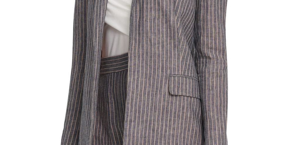 DKNY Women's Striped Open Front Blazer Grey Size 2