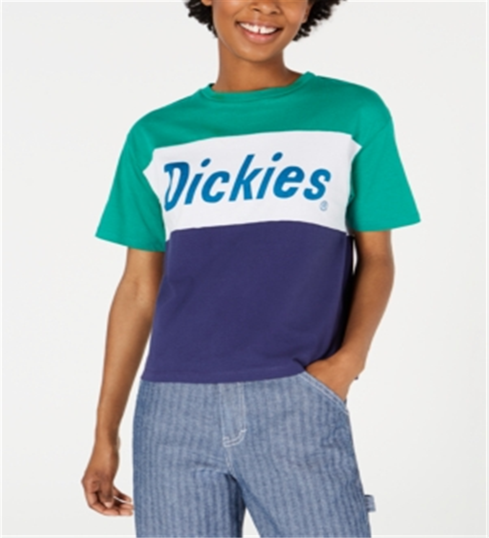 Dickies Women's Colorblocked Cotton Graphic Tomboy T-Shirt Green Size Large