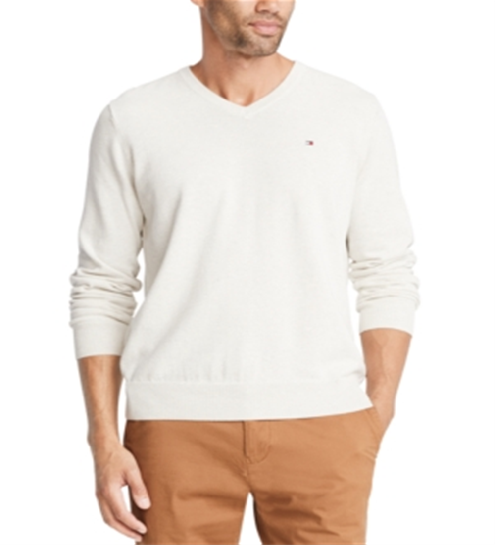 inkomen verkoper aanklager Tommy Hilfiger Men's Signature Regular Fit Solid V Neck Sweater Gray Size M