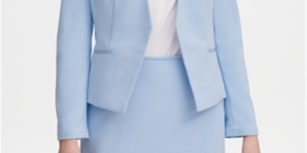 Calvin Klein Women's Asymmetrical Open Front Blazer Blue Size 14