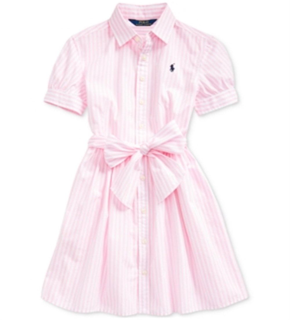 Ralph Lauren Polo Ralph Lauren Girl's Stripe Bengal Poplin Shirt Dress Pink Size 14