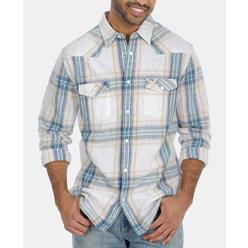 Wrangler Men's Western Plaid Shirt White/Blue Size X-Large