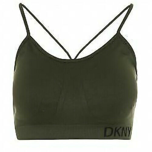 DKNY Women's Seamless Strappy Low Impact Sports Bra Green Size Small