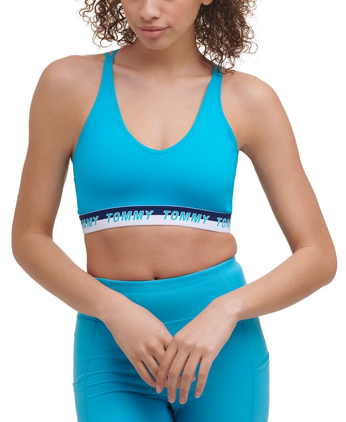 Tommy Hilfiger Women's Spandex Blend Everyday Sports Bra Blue Size Large