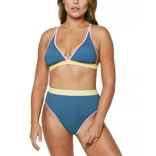 Jessica Simpson Women's Triangle Bra Bikini Top Swimsuit Blue Size D