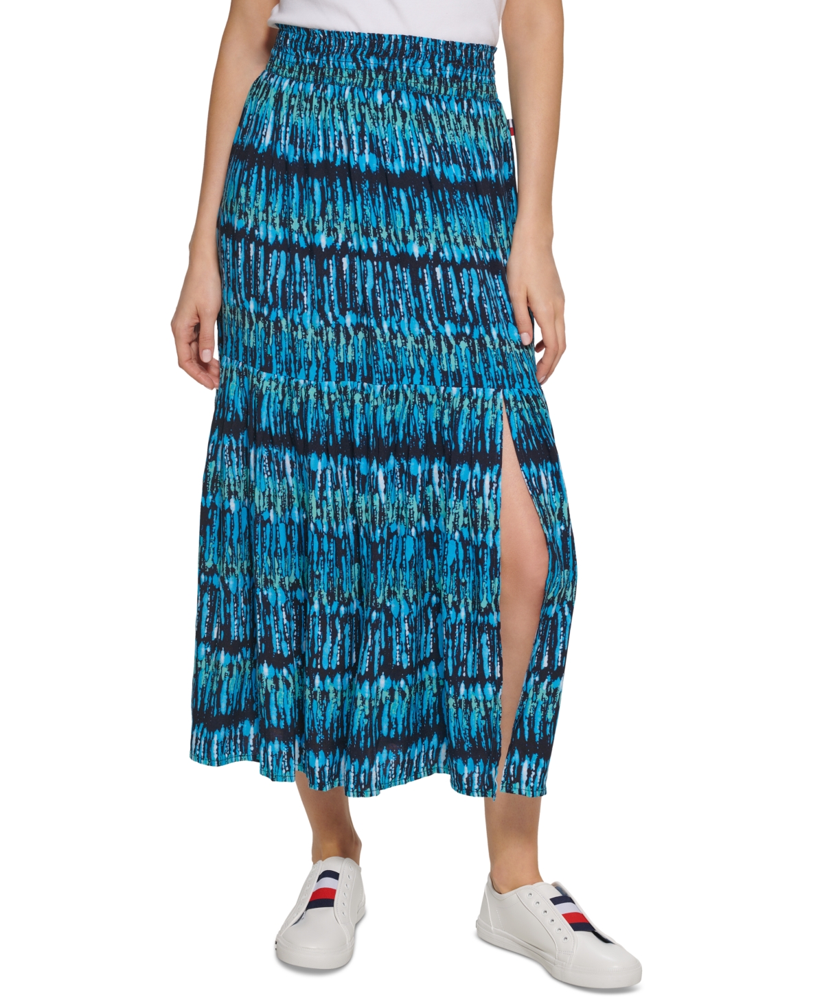 Tommy Hilfiger Women's Pull On Tiered Skirt Blue Size X-Small