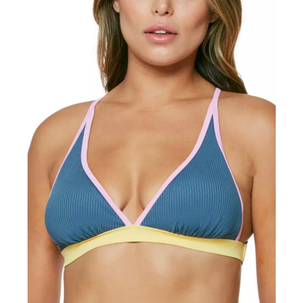 Jessica Simpson Women's Triangle Bra Bikini Top Swimsuit Blue Size Small