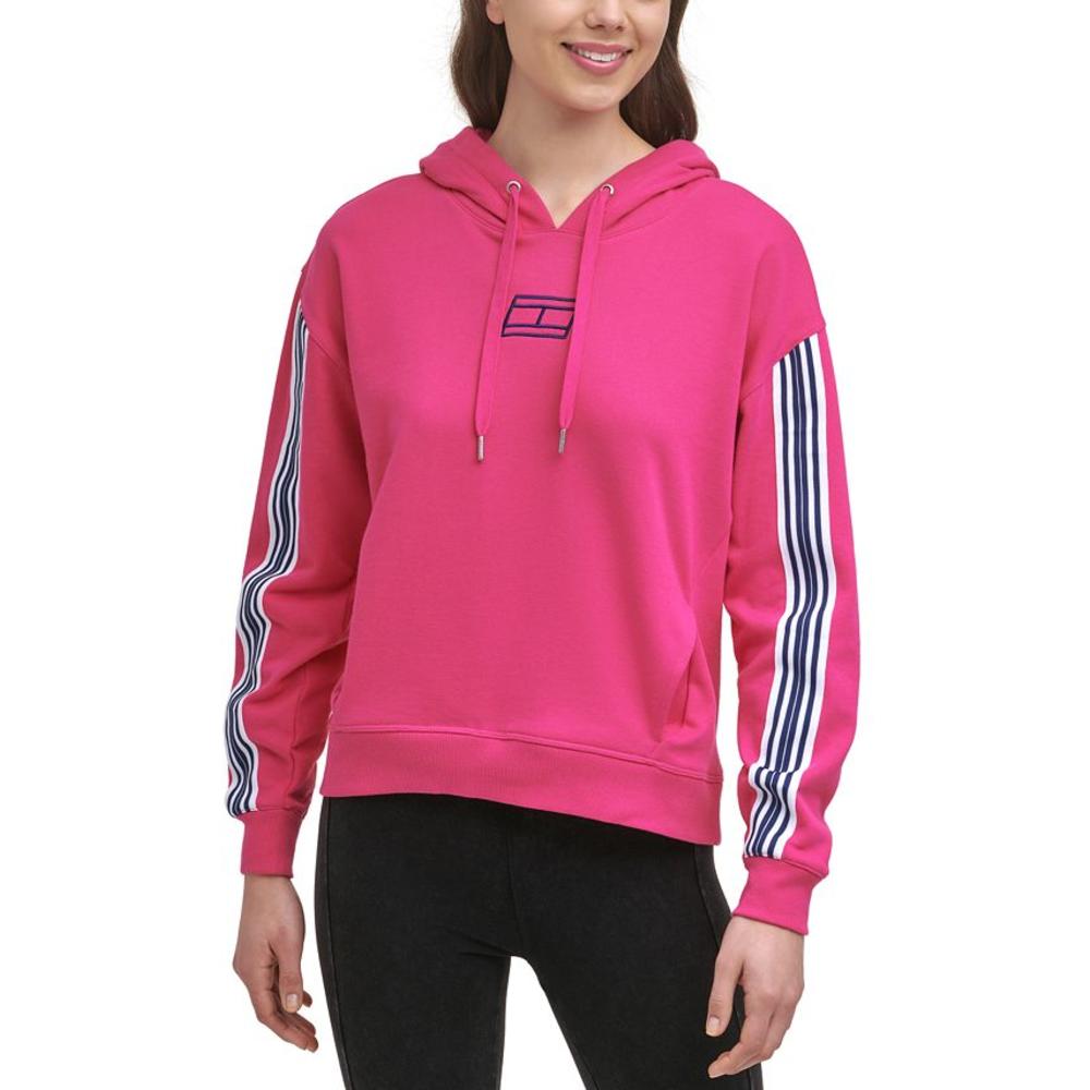 Tommy Hilfiger Women's Sport Varsity Stripe Hoodie Pink Size X-Small