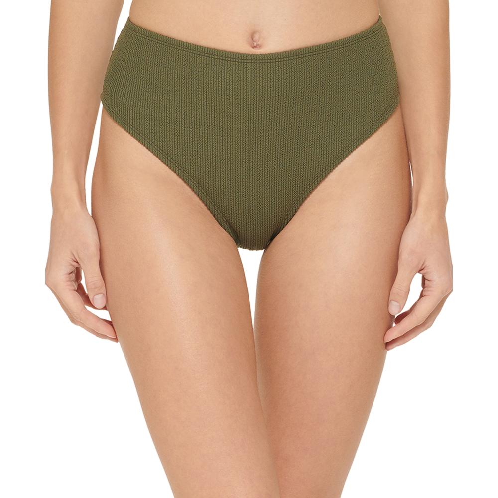 DKNY Women's Textured High Waist Bikini Bottom Swimsuit Green Size X-Small