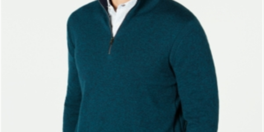 Michael Kors Men's Quarter Zip Sweater Green Size M