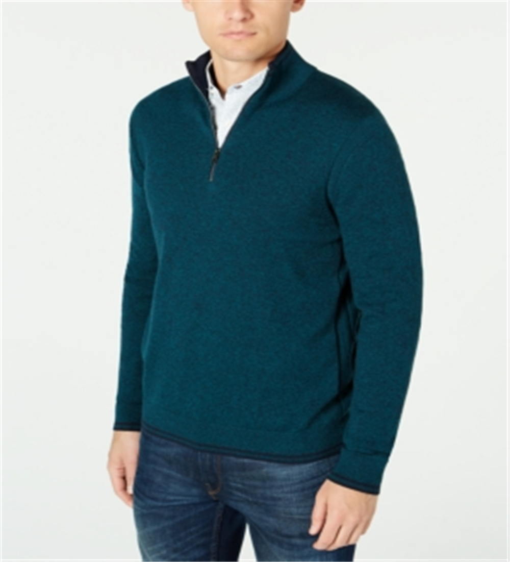 Michael Kors Men's Quarter Zip Sweater Green Size M