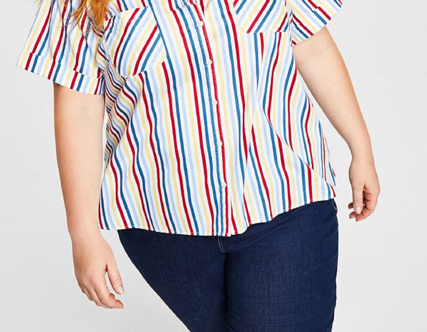 Tommy Hilfiger Women's Striped Camp Shirt Blue Size 3X