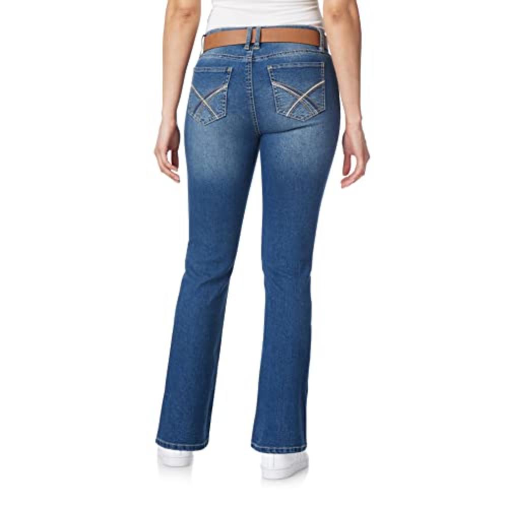 WallFlower Women's Legendary Slim Bootcut Mid Rise Belted Insta Stretch Jeans Blue Size 13