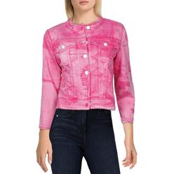 Guess Women's Bella Printed Denim Jacket Pink Size Small