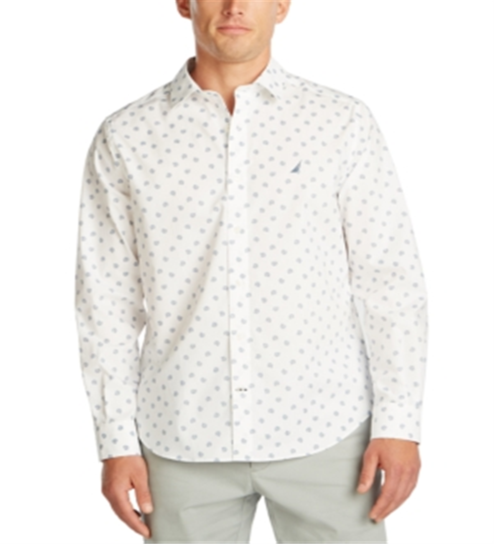 Nautica Men's Sail Navtech Wrinkle Resistant Print Shirt White Size XXL