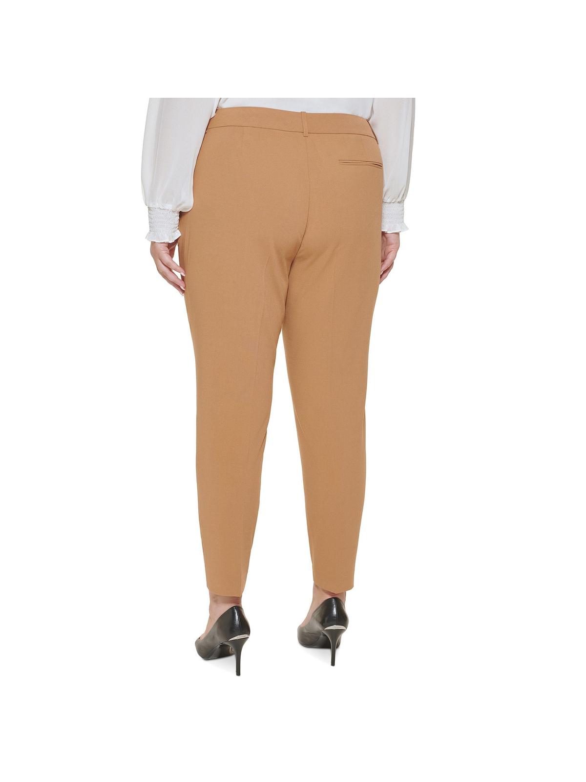 Calvin Klein Women's Plus Office Wear Slim Leg Dress Pants Brown Size 20W