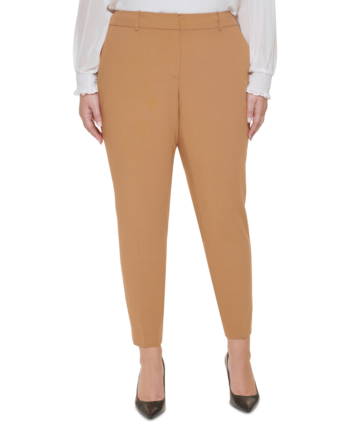 Calvin Klein Women's Plus Office Wear Slim Leg Dress Pants Brown Size 20W
