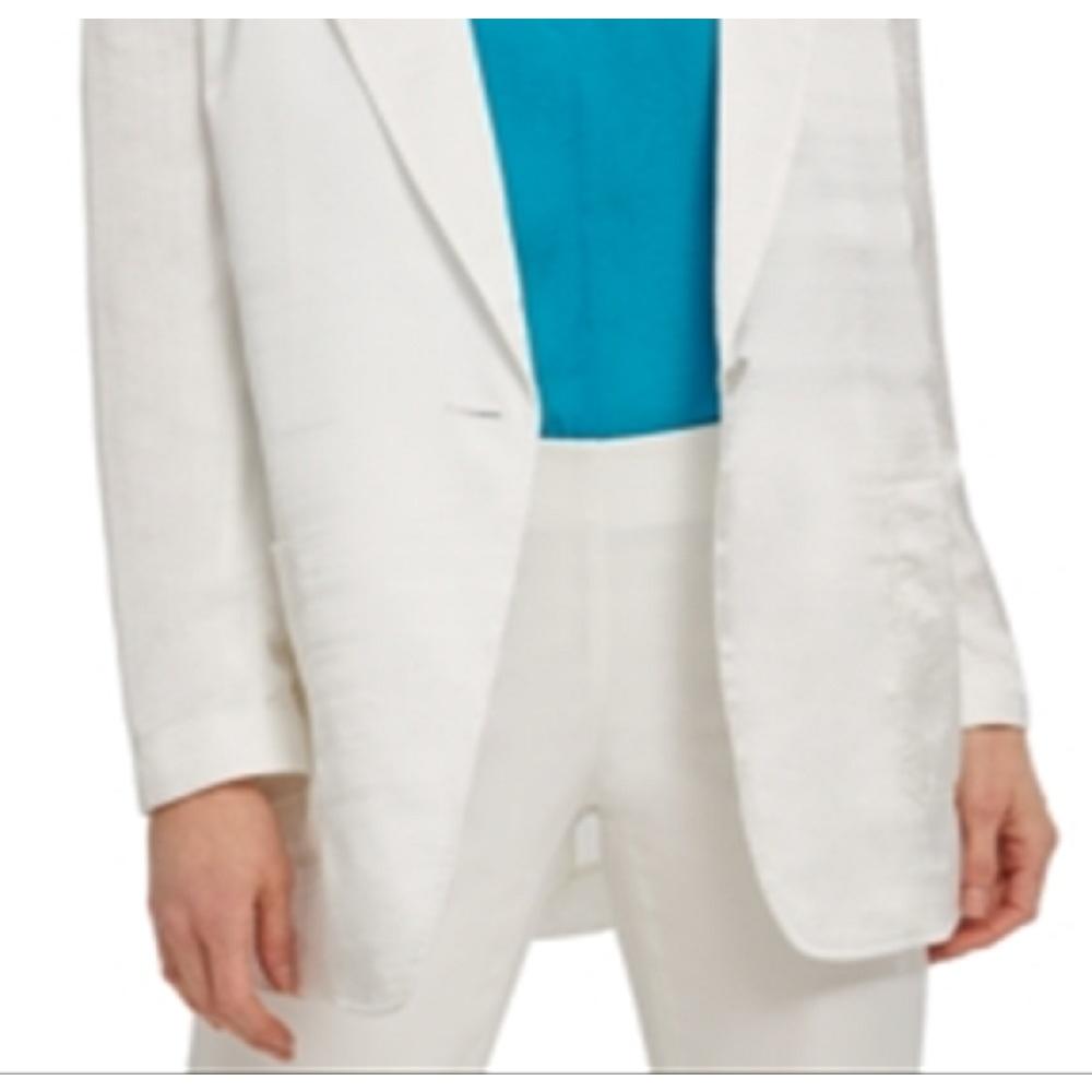 DKNY Women's Satin Boyfriend Blazer White Size 14