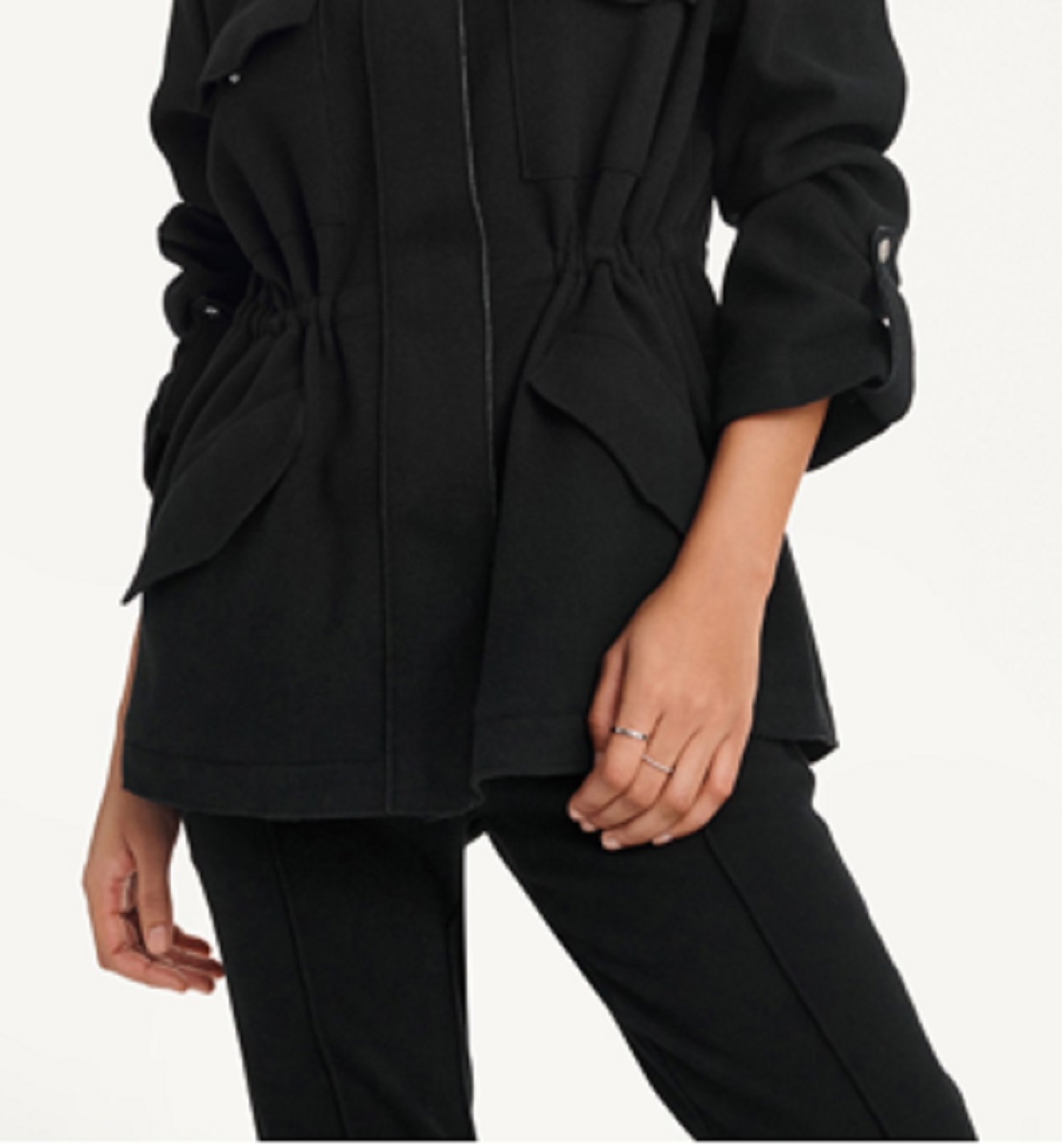 DKNY Women's Felt Cargo Jacket Black Size 0