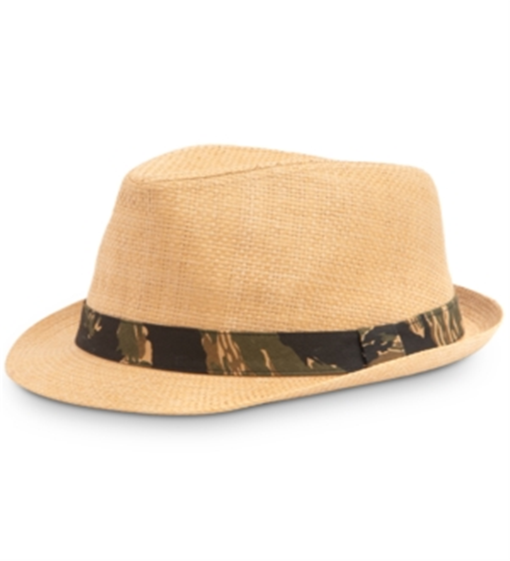 Levi's Men's Straw Fedora with Camouflage Band Hat Brown Size SM