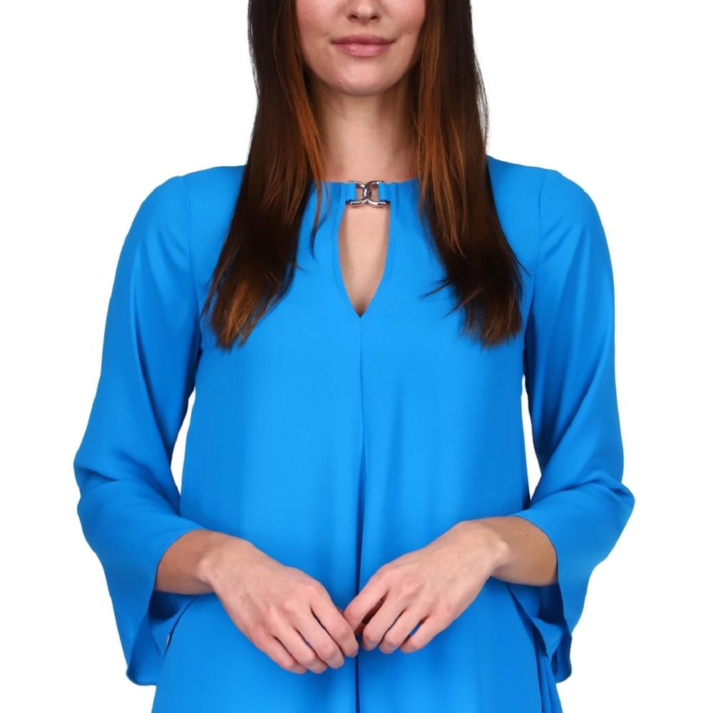Michael Kors Women's D Ring Handkerchief Hem Top Blue Size X-Small
