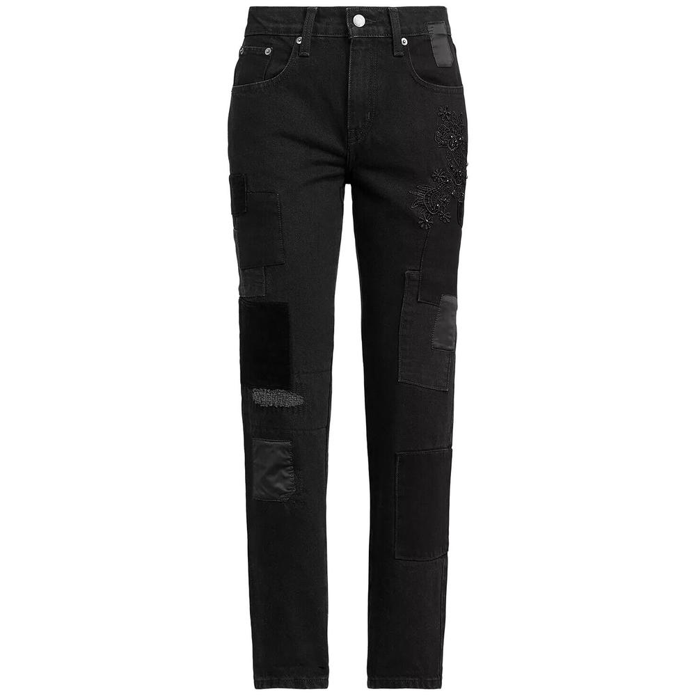 Ralph Lauren Women's Patchwork Relaxed Tapered Jeans Black Size 14