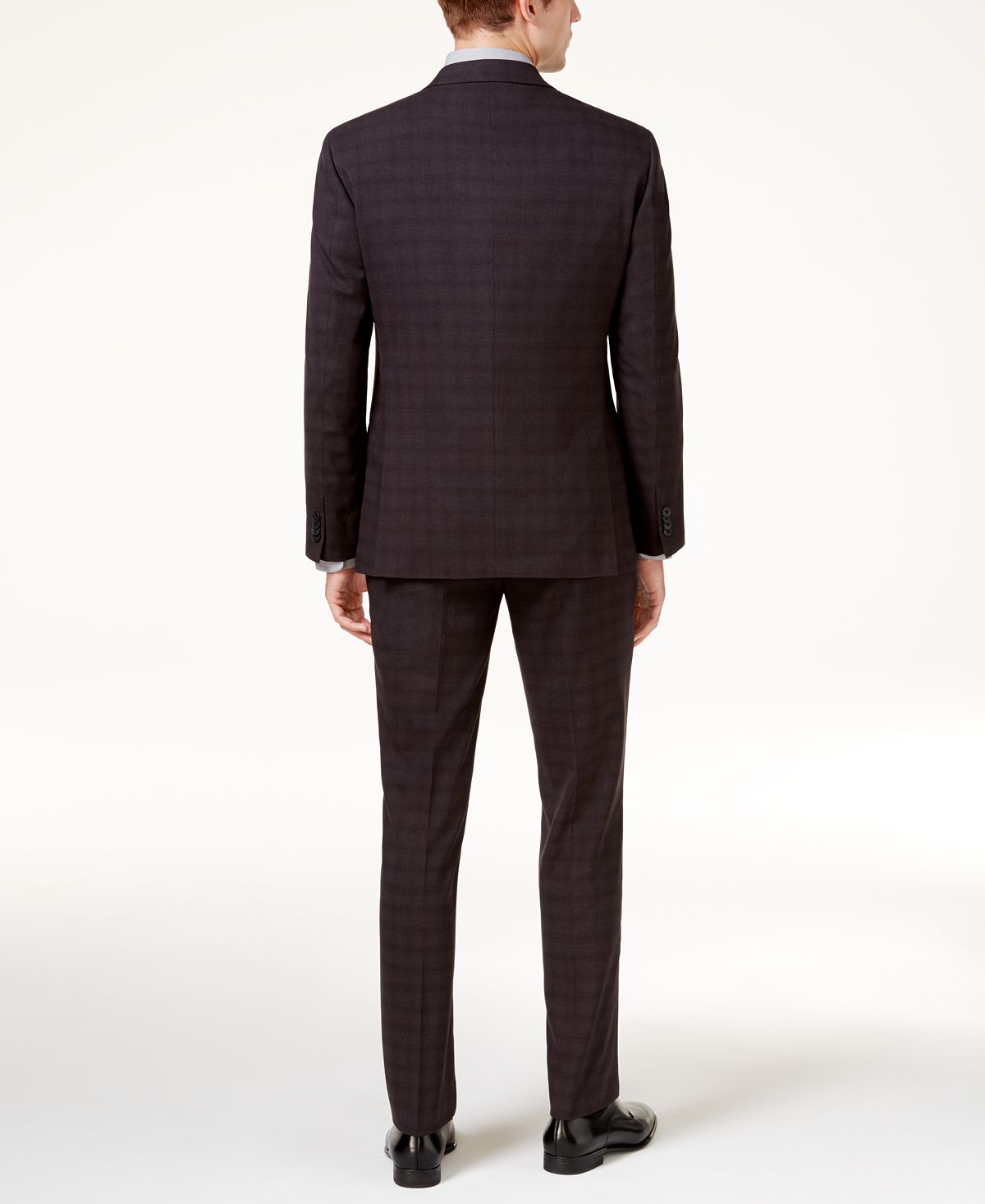 Kenneth Cole Reaction Men's Slim Fit Plaid Ready Flex Suit Black Size 36