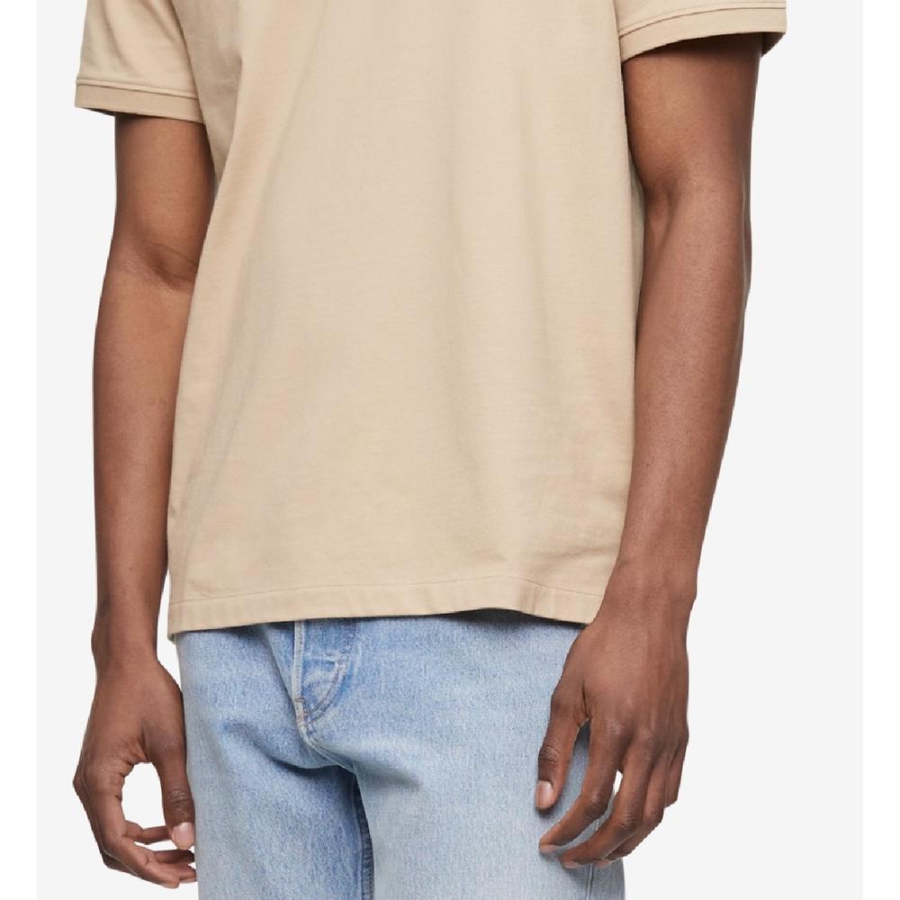 Calvin Klein Men's Regular Fit Monogram Logo Polo Shirt Brown Size Small