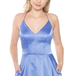 B.Darlin B Darlin Women's V Neck Short Party Fit Flare Dress Blue Size 9\10 B.Darlin B Darlin Women's V Neck Short Party Fit Flare Dress Blue Size 9\10