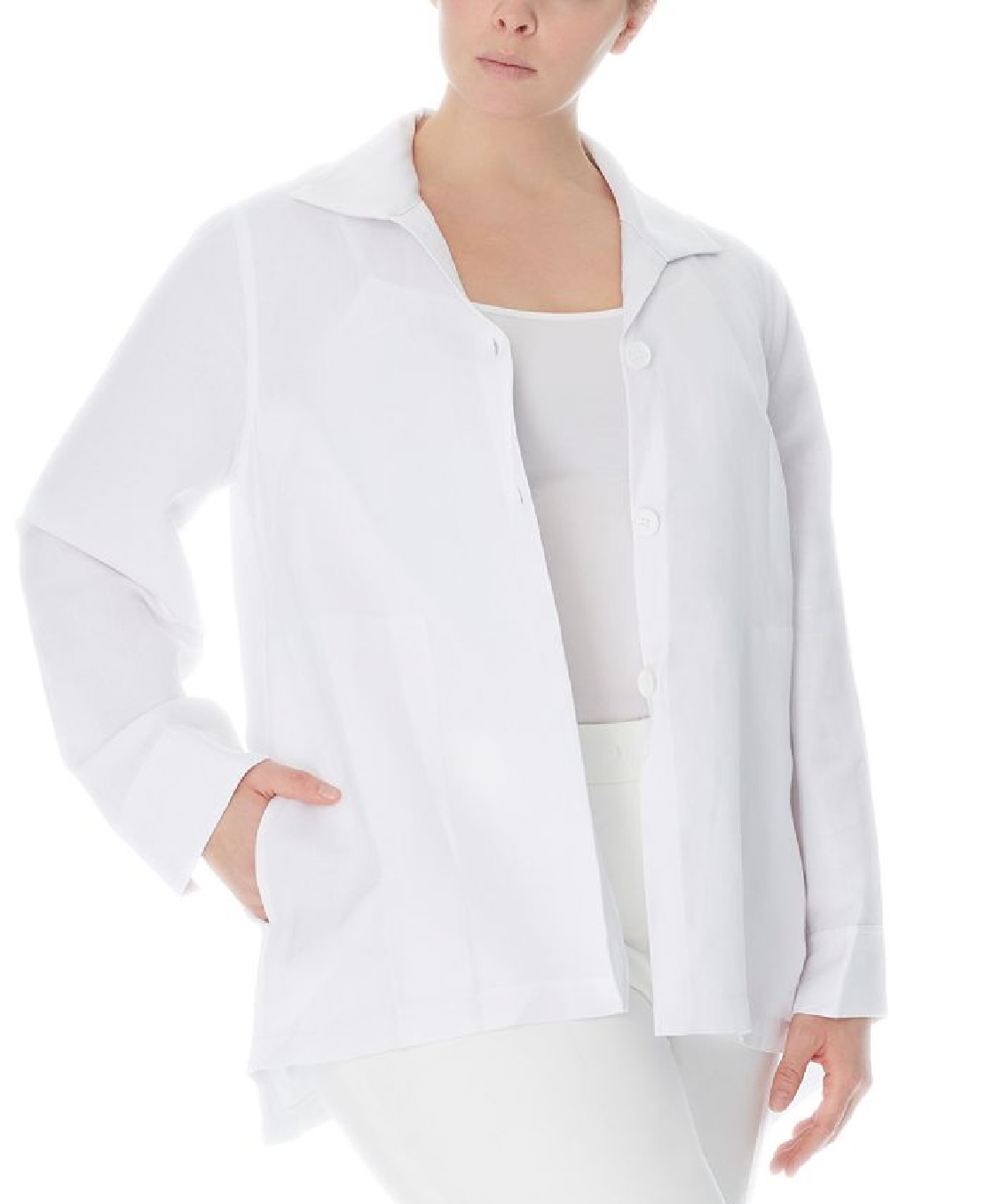 Anne Klein Women's Pocketed Wear To Work Button Down Jacket White Size 2X