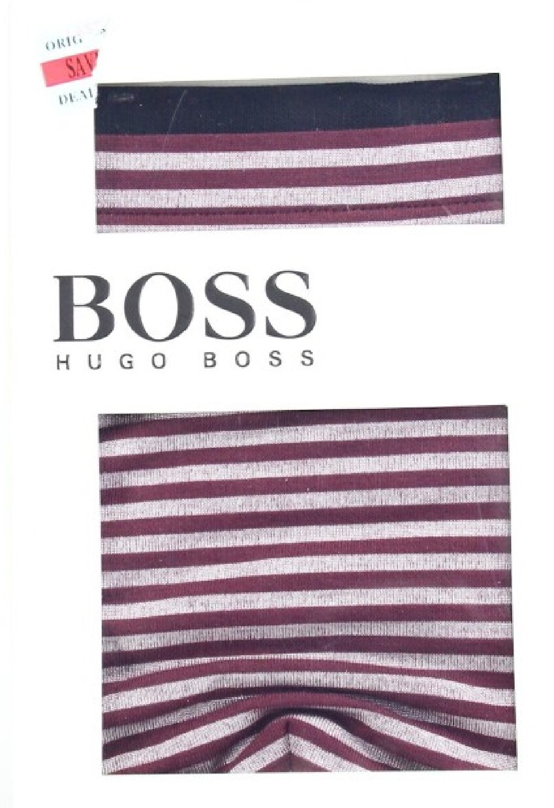 Hugo Boss Men's Cotton Blend Striped Everyday Trunk Red Size Large