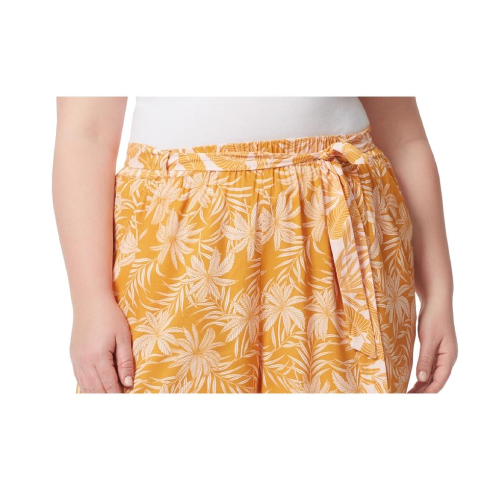 Jessica Simpson Women's Ellown Tie Waist Shorts Yellow Size 3X