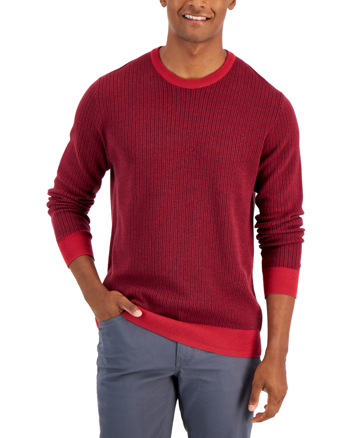Men's Textured Shawl Collar Sweater