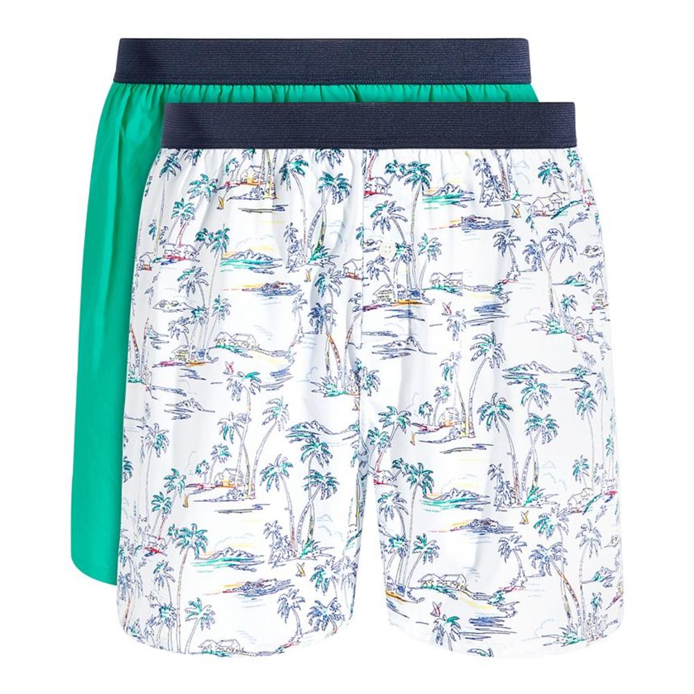 Club Room Men's 2 Pk Tropical & Solid Boxer Shorts White Size X-Large