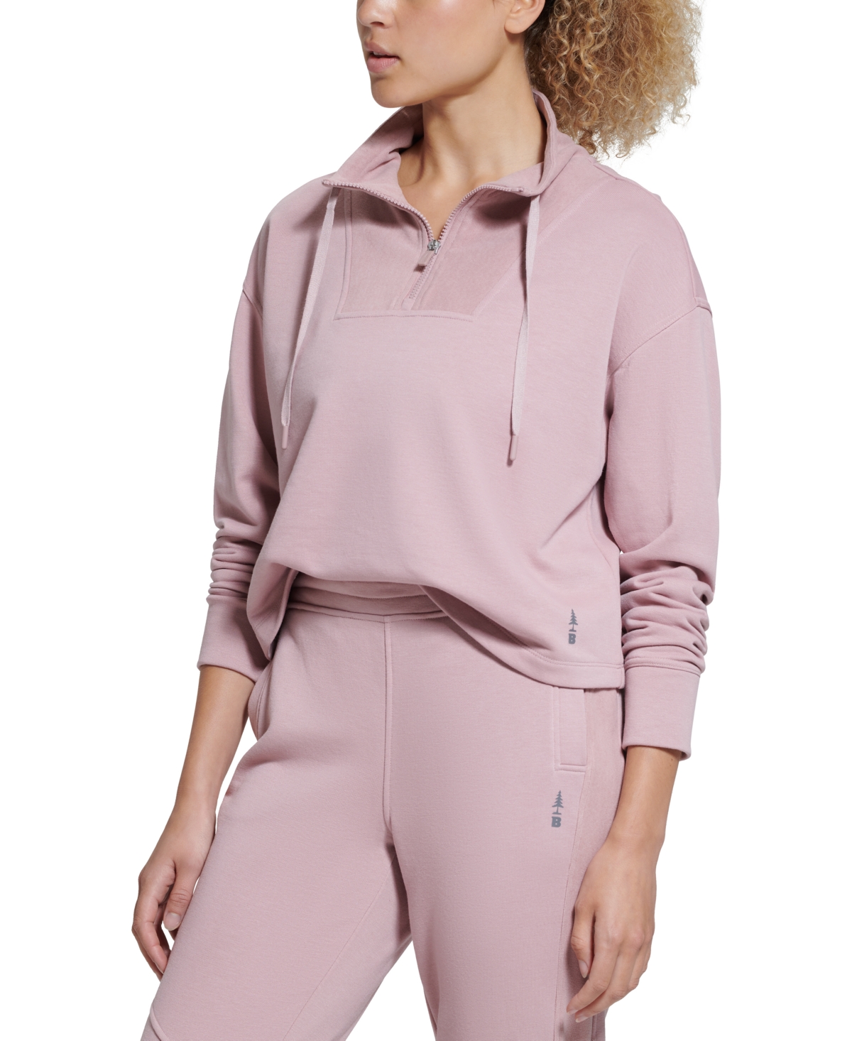 Bass Outdoor Women's French Terry Half Zip Sweatshirt Pink Size Small