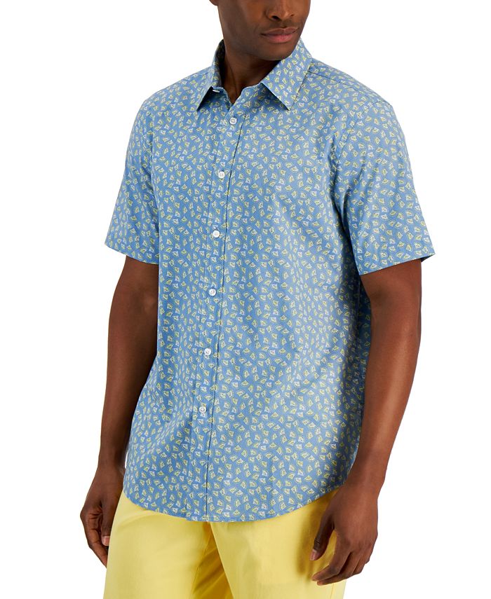 CLUB ROOM Club Room Men's Geo Print Shirt Blue Size Small