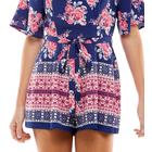 Trixxi Junior's Printed Flutter-Sleeve Romper Blue Size Small