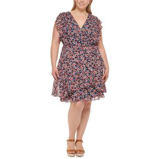 Tommy Hilfiger Women's Gansett Floral Chiffon Dress Blue Size 14W Tommy Hilfiger Women's Gansett Floral Chiffon Dress Blue Size 14W