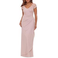 XSCAPE Women's Lace Sleeve Chiffon Gown Pink Size 14