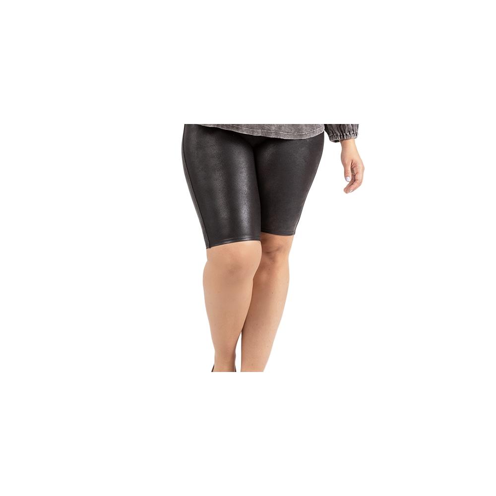 Black Tape Women's Coated Faux Leather Biker Shorts Black Size 3X